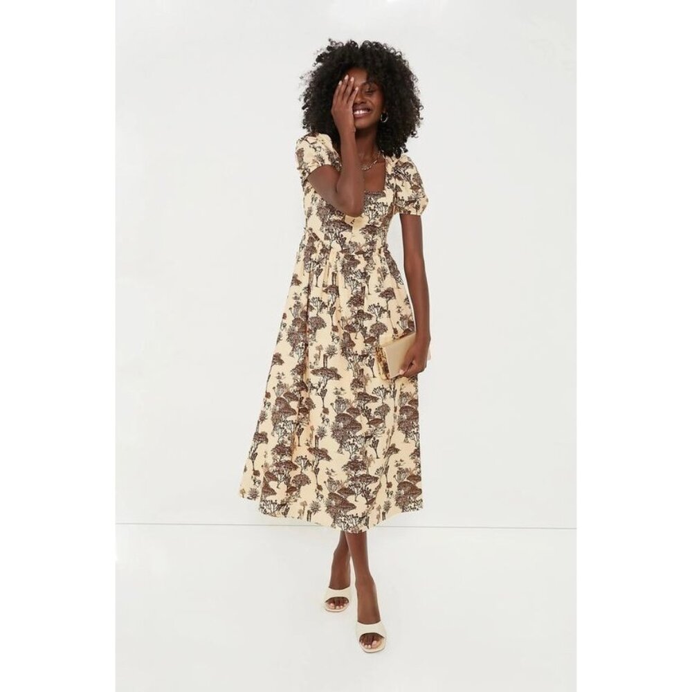 NWT Tuckernuck Hyacinth House Camilla Corset Midi in Brown Toile Dress XS